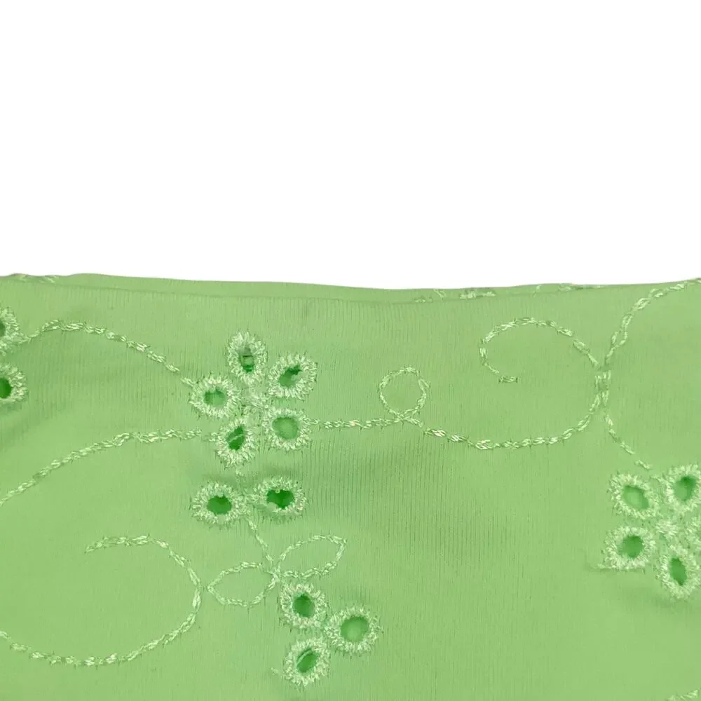 Frankies Bikinis Jasper Swim Bikini Bottom Mint Green Floral Eyelet